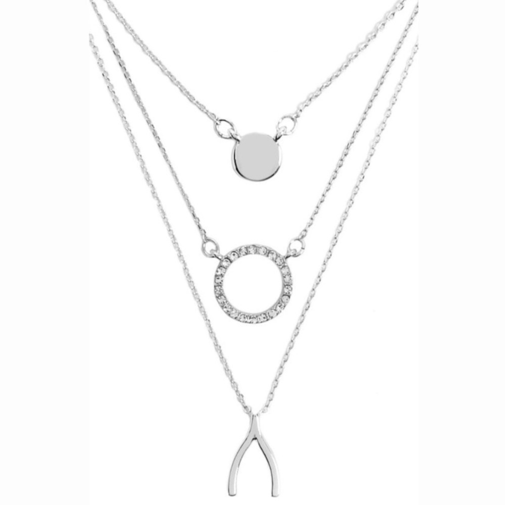 Wishbone Chic Layering Necklace Rhinestone Set - Picture 4 of 10